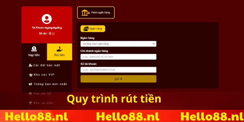 Tất tần tật về quy trình rút tiền Hello88